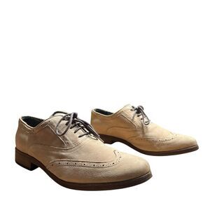 Agnes B. Women's Beige Leather Wingtip Lace Up Oxford Shoes Size 39 US 8